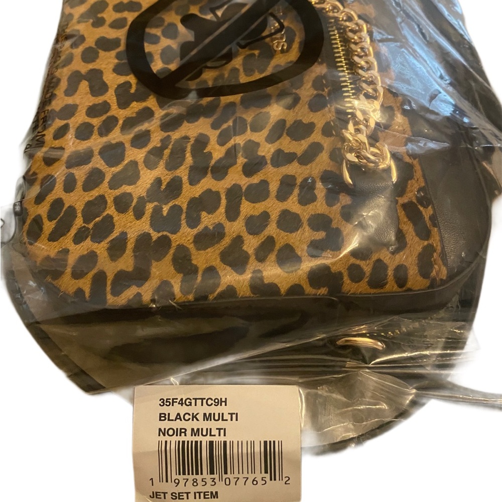 Michael Kors Leopard Print Calf Hair Large Jet Set Crossbody Bag - Picture 6 of 6